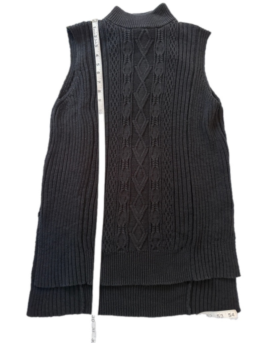 Michael Stars Black Cable Knit Vest L Mock Neck High Low Layered Look 🔥trending - Picture 4 of 10